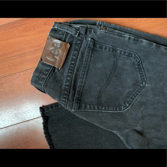 LEE VINTAGE Black high waisted jeans raw hem flare - Picture 1 of 5